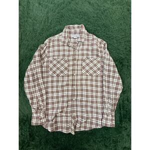 Haband Button Up Shirt Large Adult Red Check Pearl Snap Western Men's Medium VTG